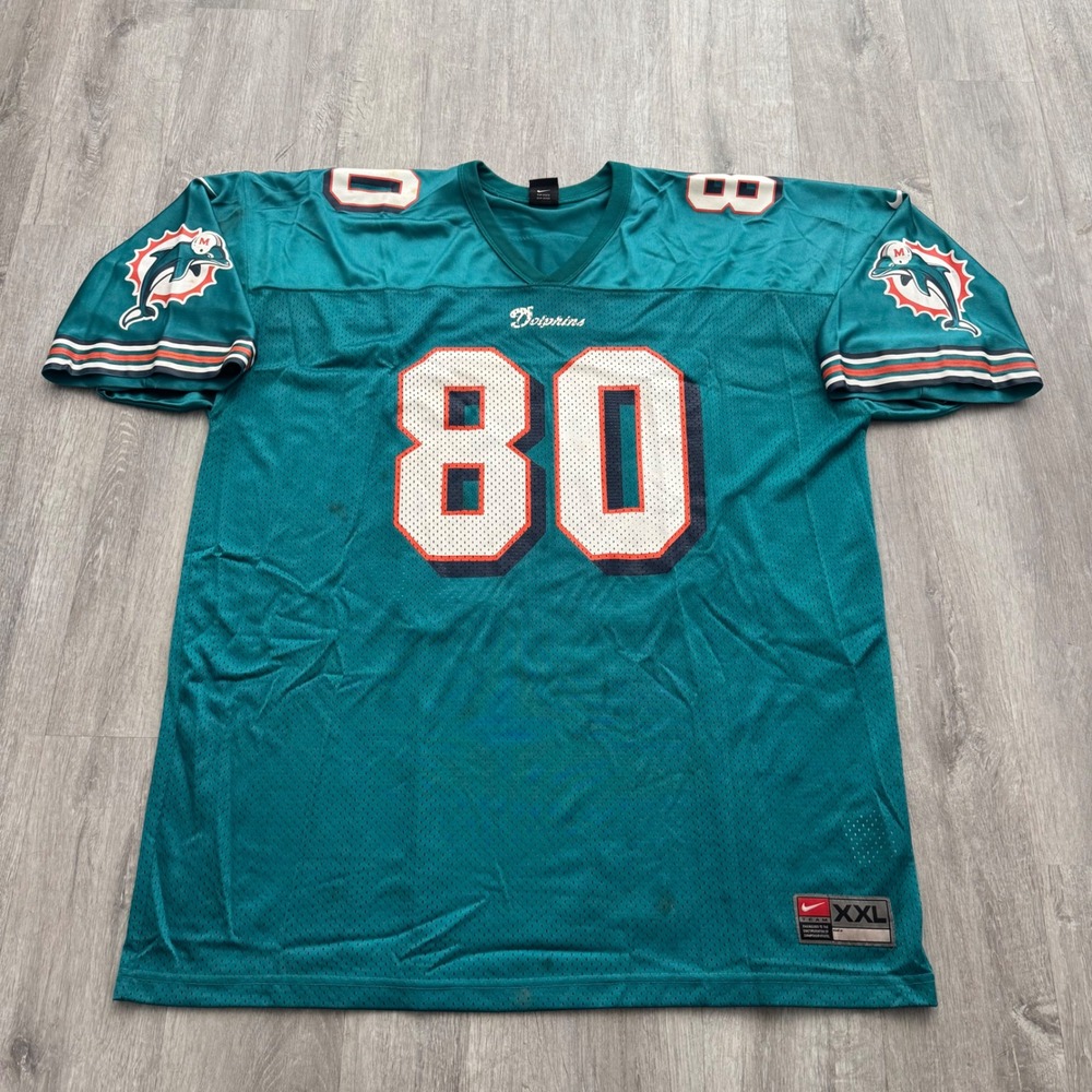 Vintage Nike Team Miami Dolphins Tony Martin 80 Jersey Mens XXL Teal NFL Mesh